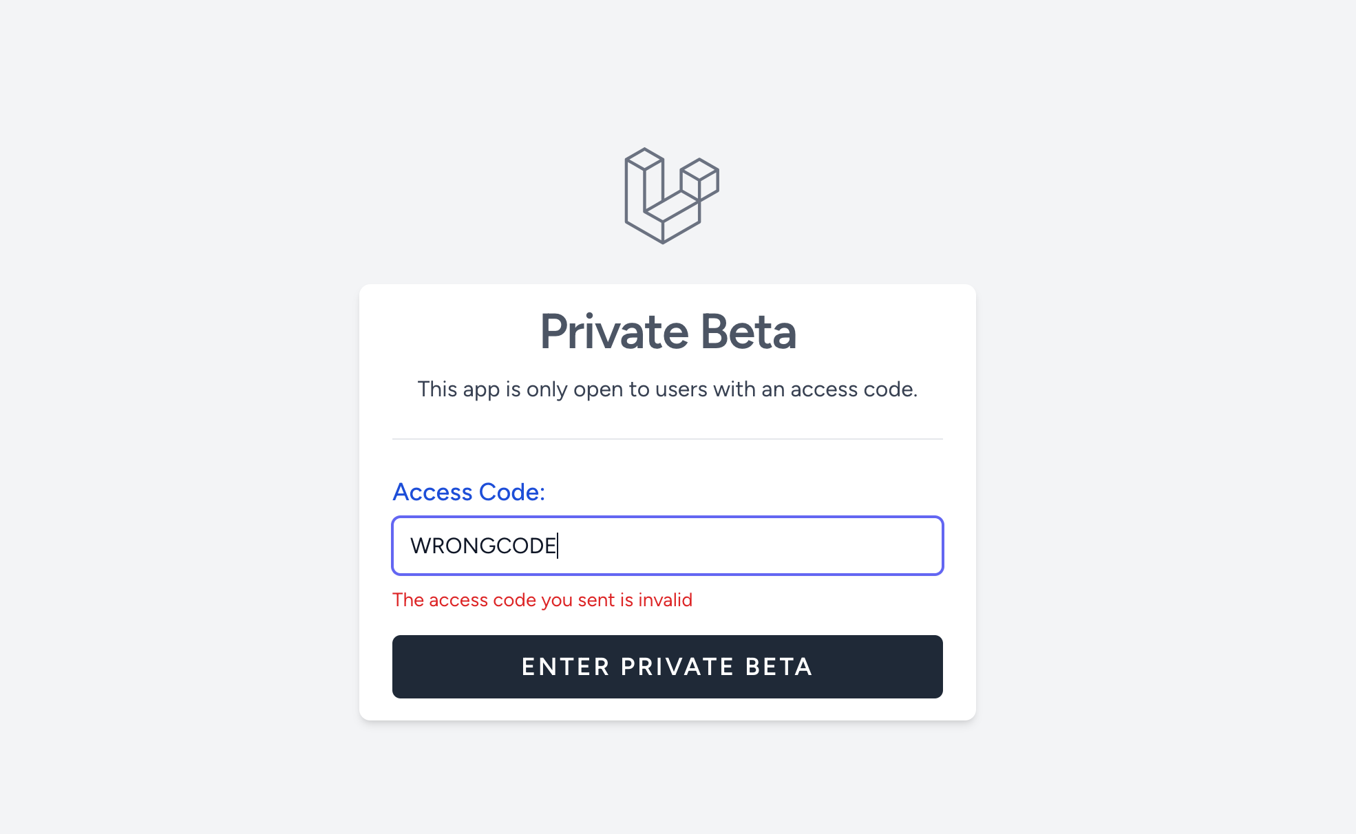 Test: Put a wrong Access Code