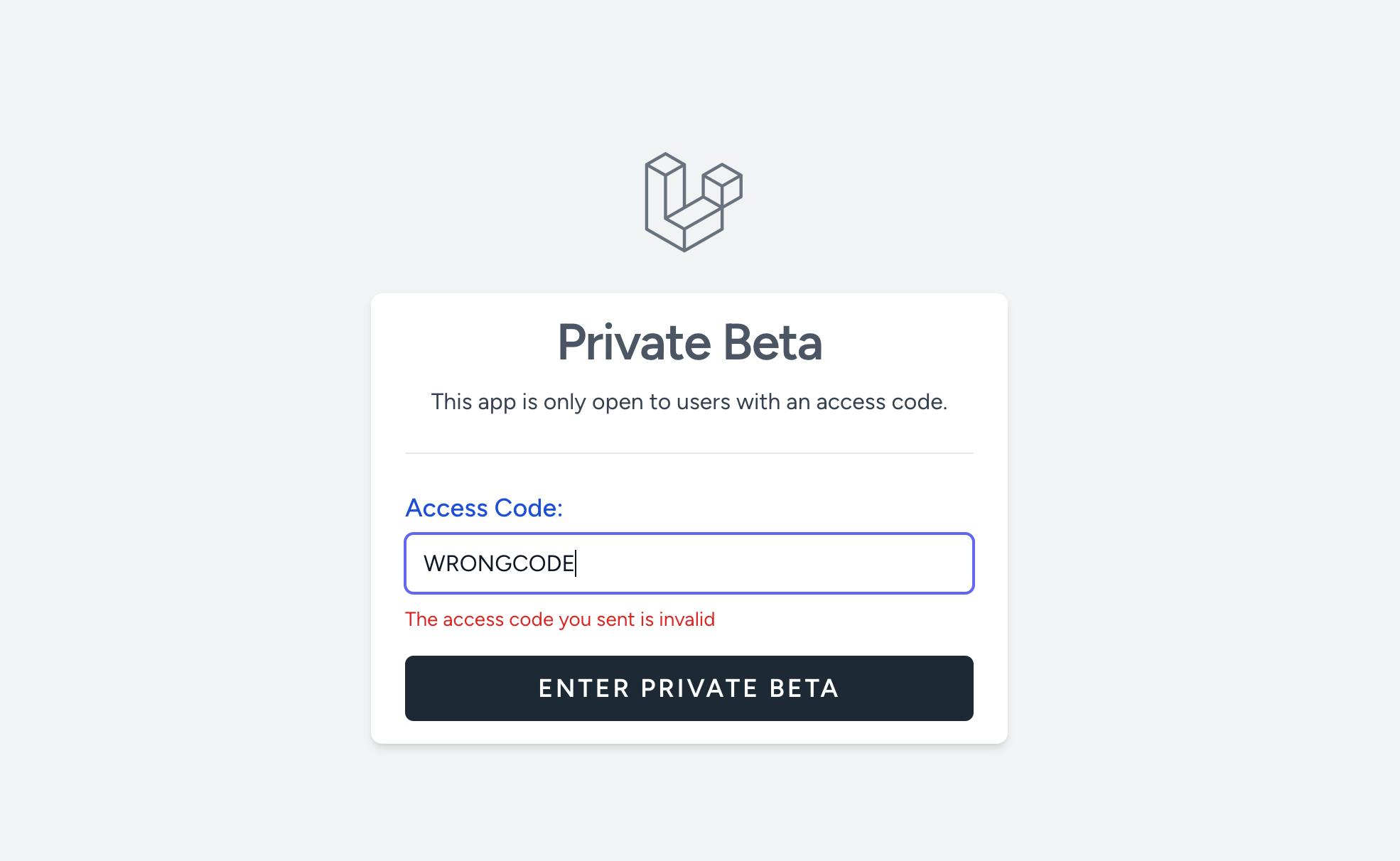 Test: Put a wrong Access Code