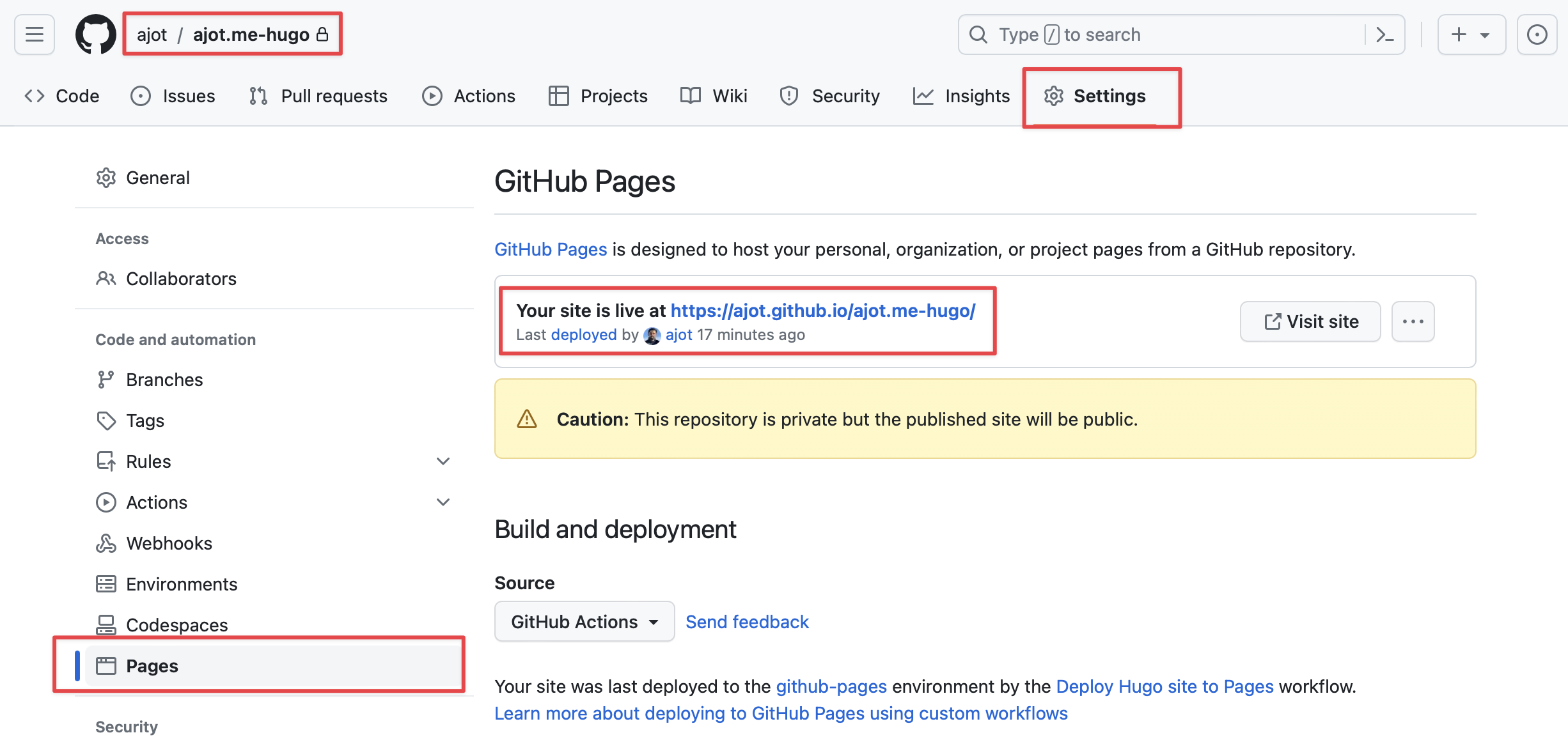 Deploying a Hugo Website to GitHub Pages Using GitHub Actions