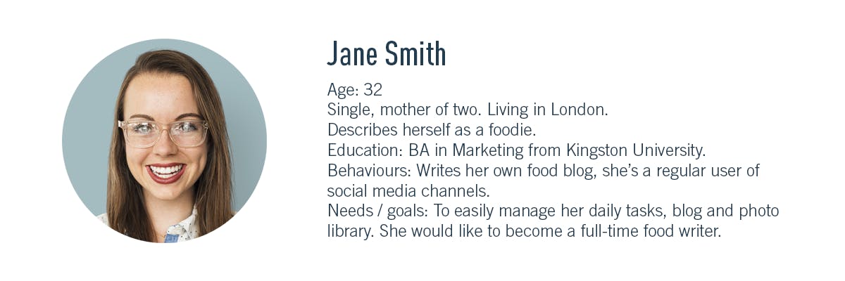 image of a user persona on  jane smith
