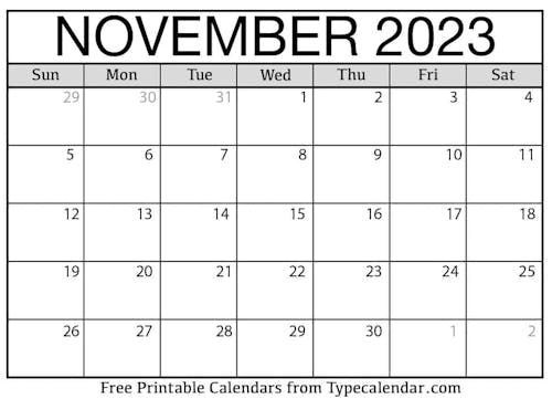 November 2023 Calendar's blog