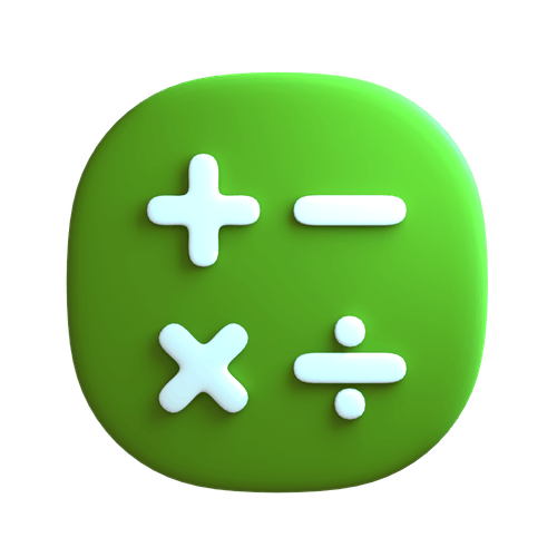 a green button with white mathematical operators