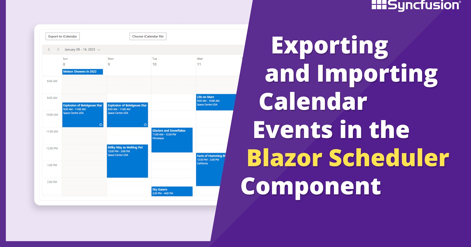 Exporting and Importing Calendar Events in Blazor Scheduler Component