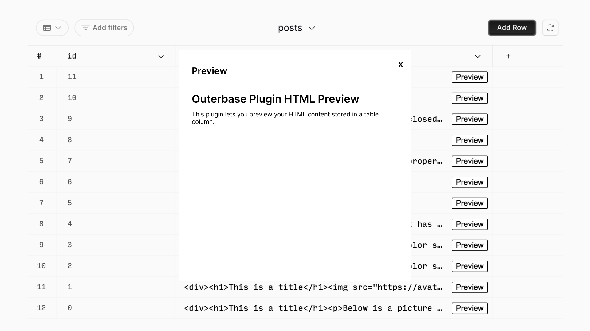 Outerbase Plugin | Creating an HTML Preview Plugin