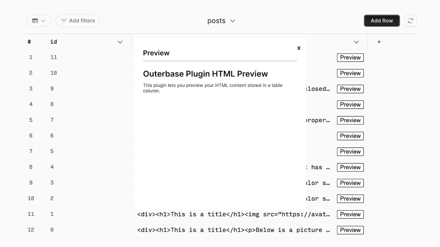 Outerbase Plugin | Creating an HTML Preview Plugin