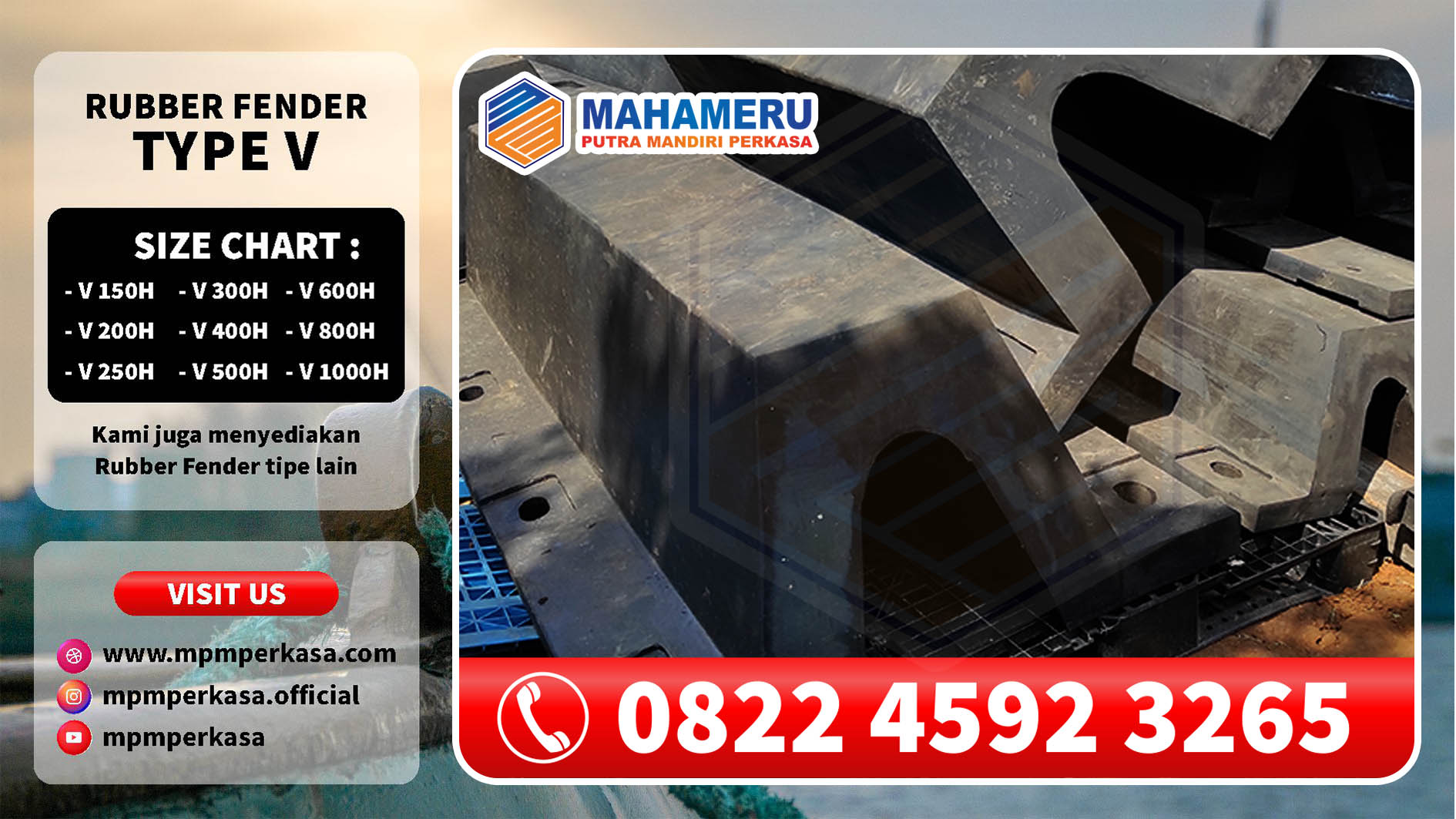 Hubungi 082245923265 Pak Fajar Achmadi Jual Fender Dermaga type V 200 H L 1500 di Juwana Pati Jawa Tengah