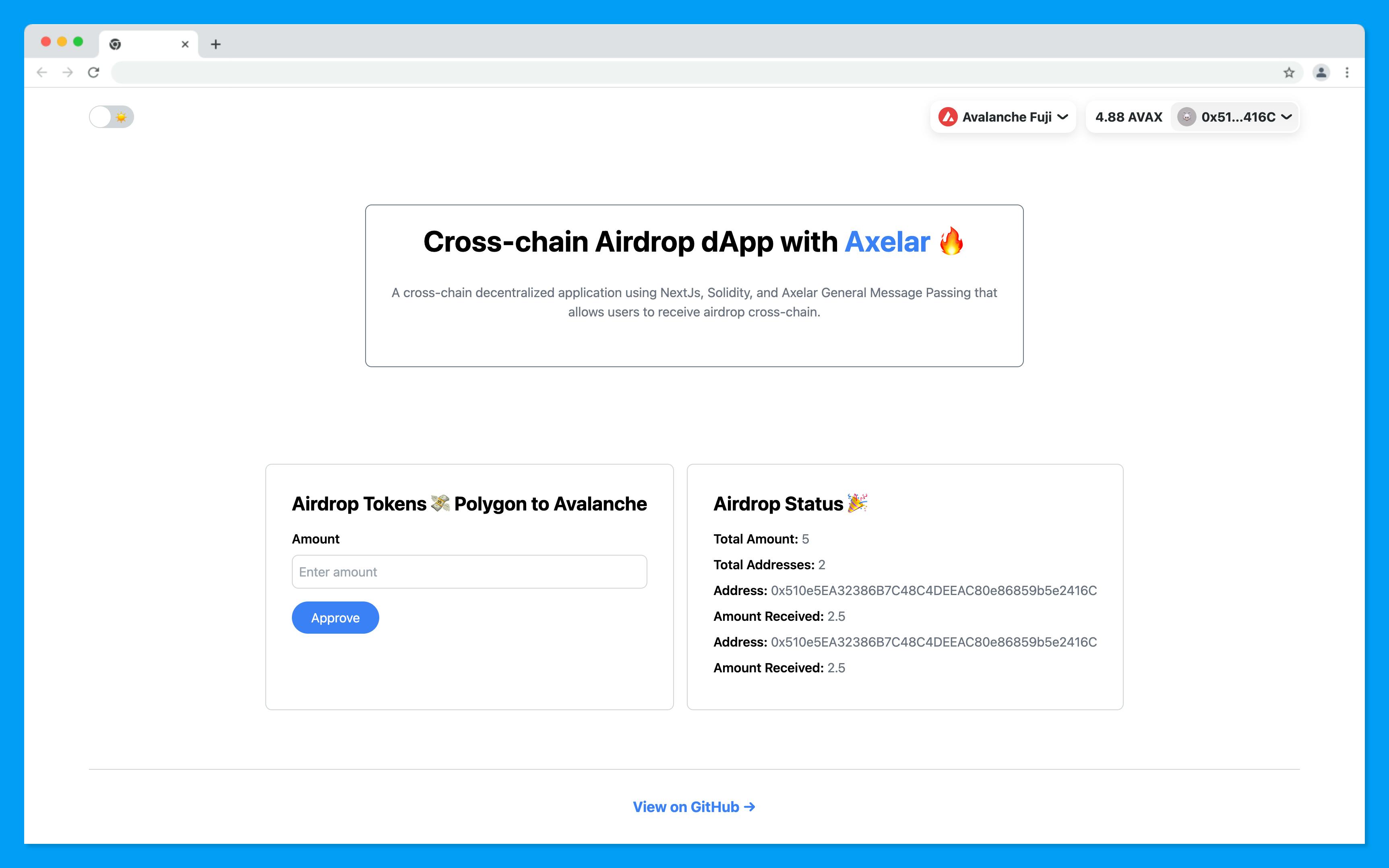 Cross-chain Airdrop DApp with Solidity, Next.js & Axelar