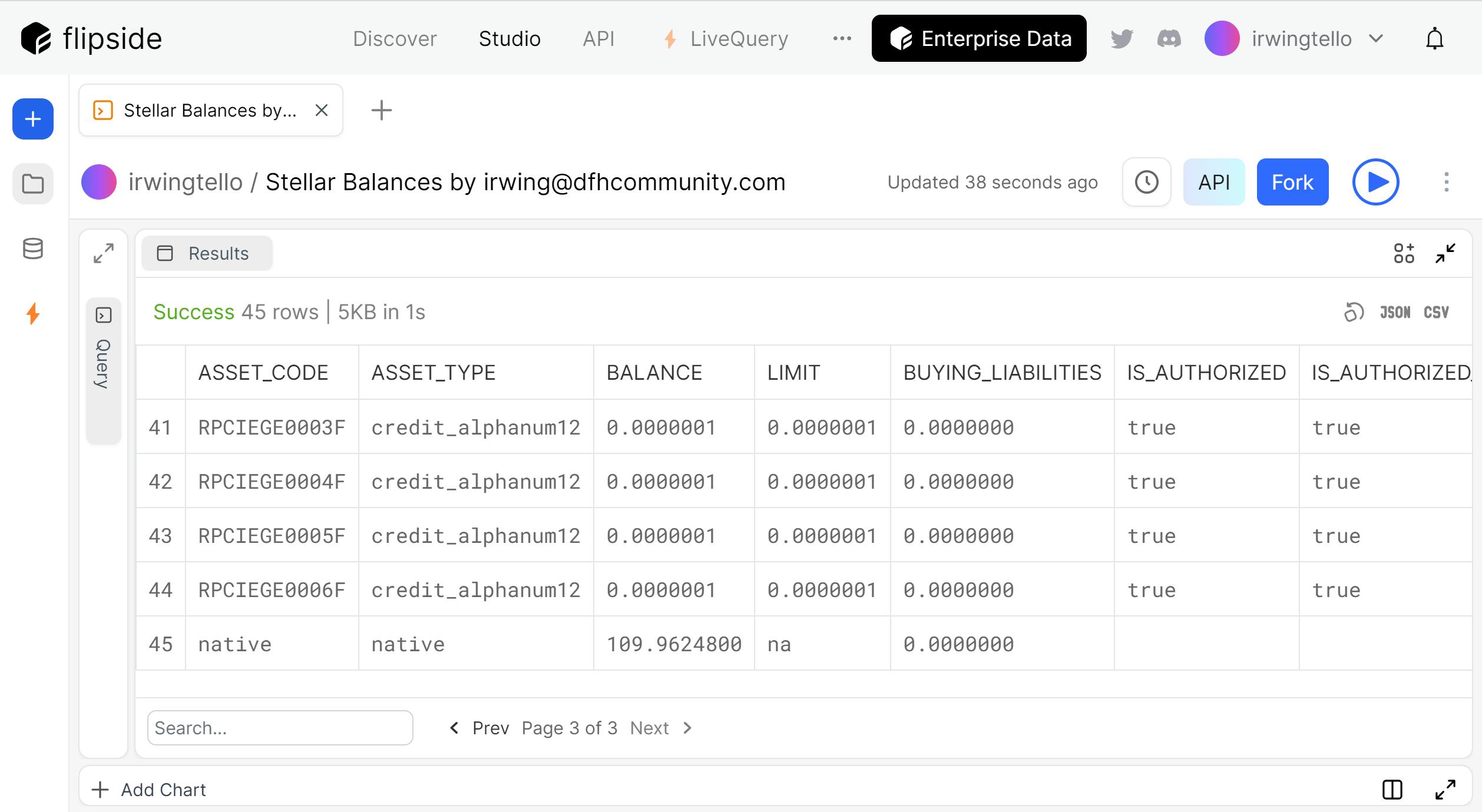 Query to get balances from Stellar Blockchain