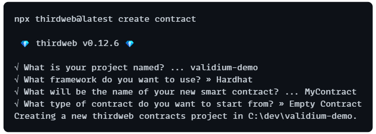 npx thirdweb create contract