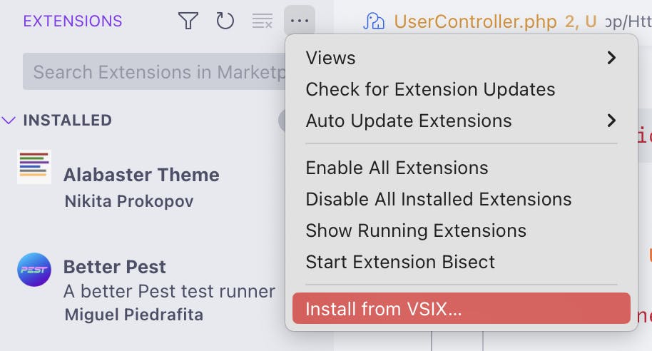 Install VSCode Plugin from VSIX