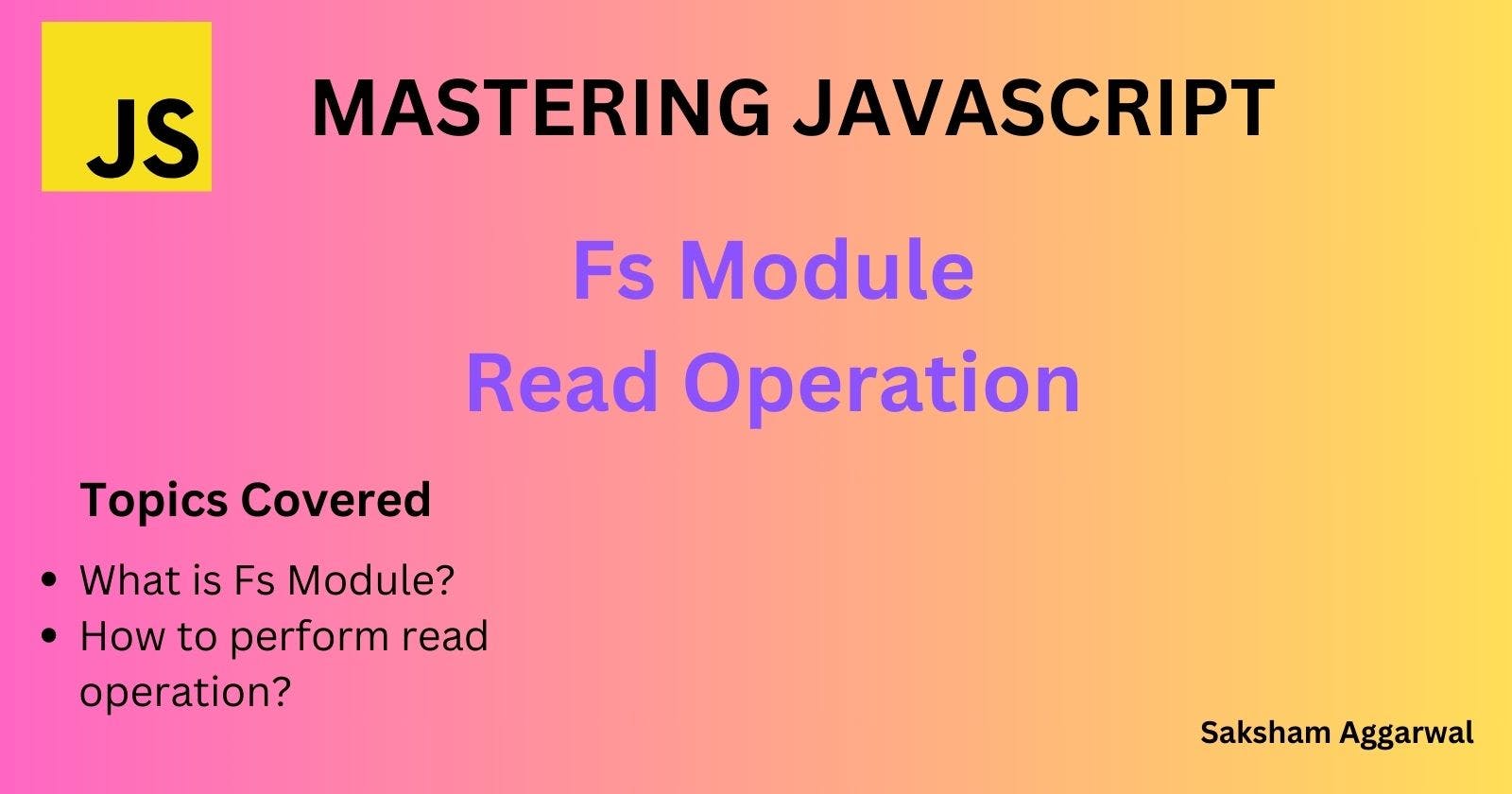 Reading File By Using Fs Module