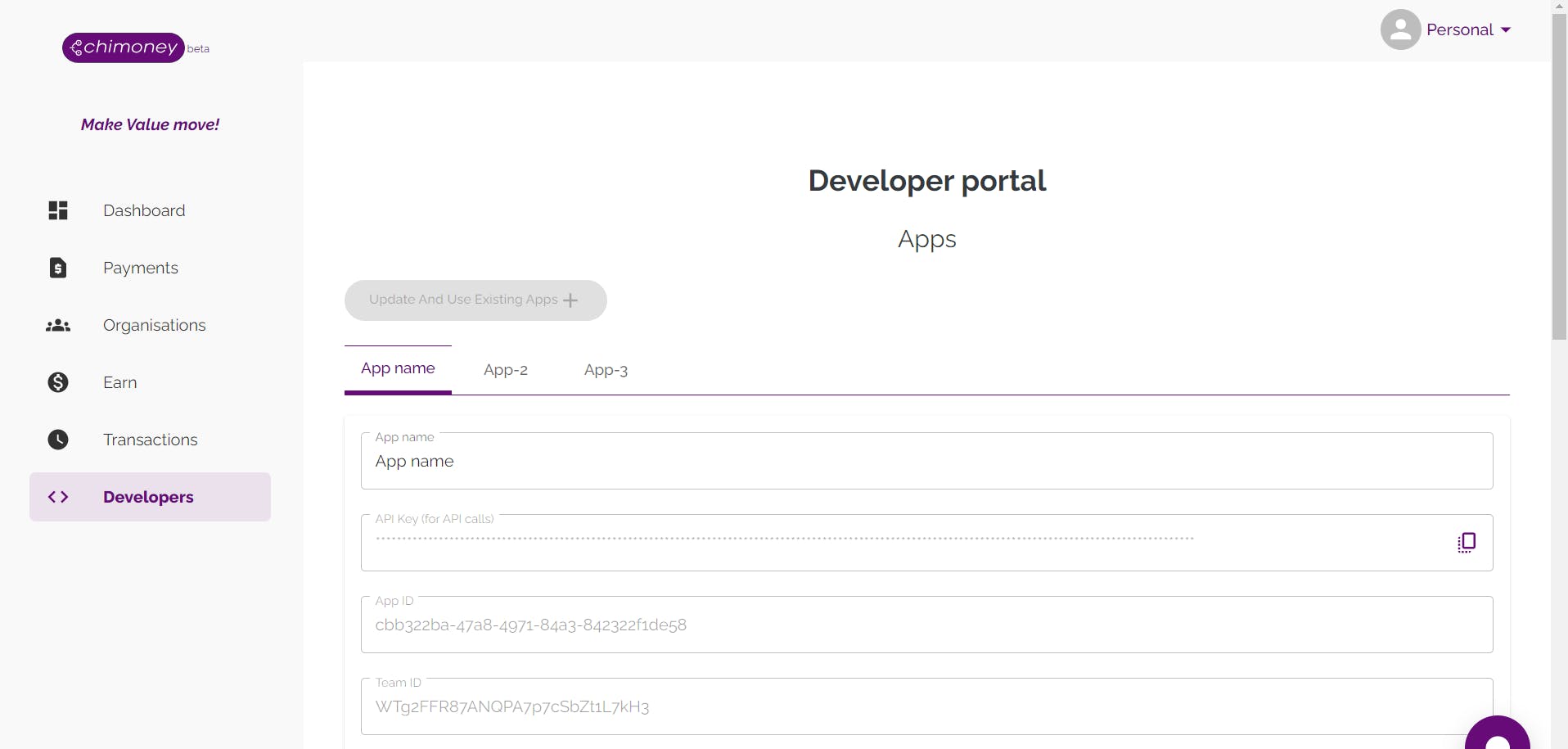 Chimoney developer portal