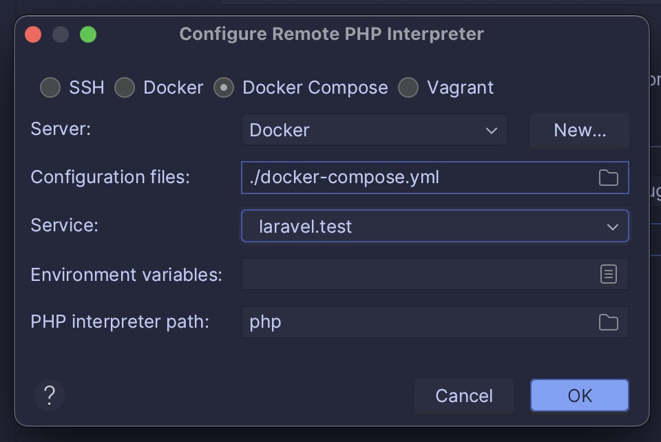 Select service from Docker Compose file