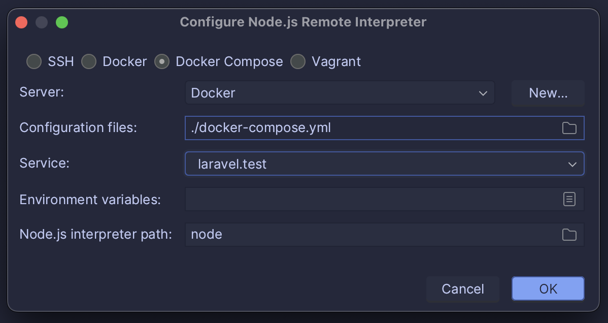 Configure the Node.js Remote Interpreter