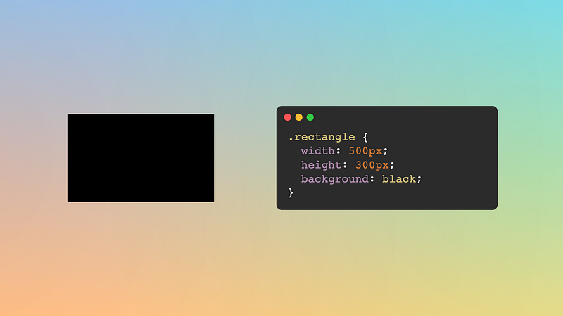 Rectangle next to CSS code to generate a rectangle