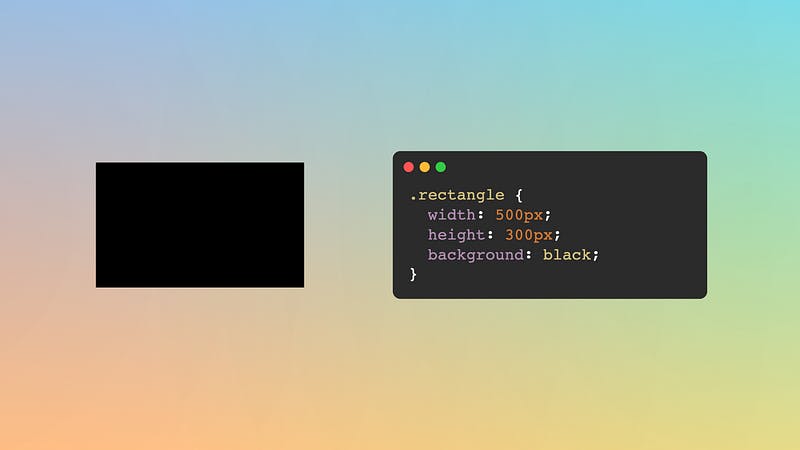 Rectangle next to CSS code to generate a rectangle