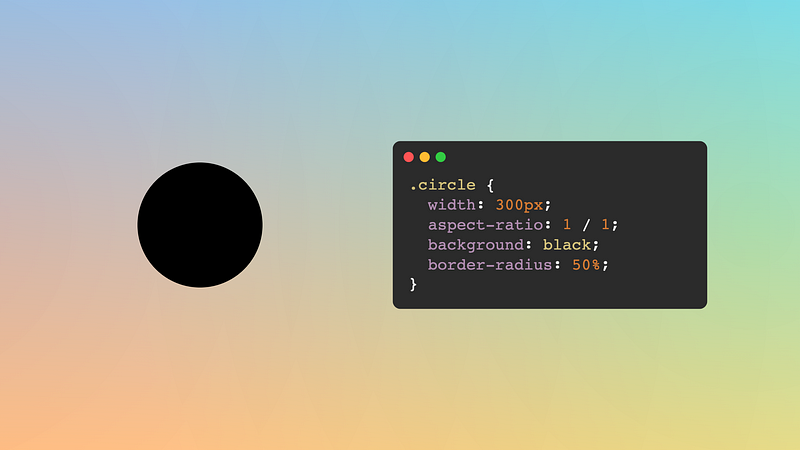 A circle next to the CSS code to draw a circle