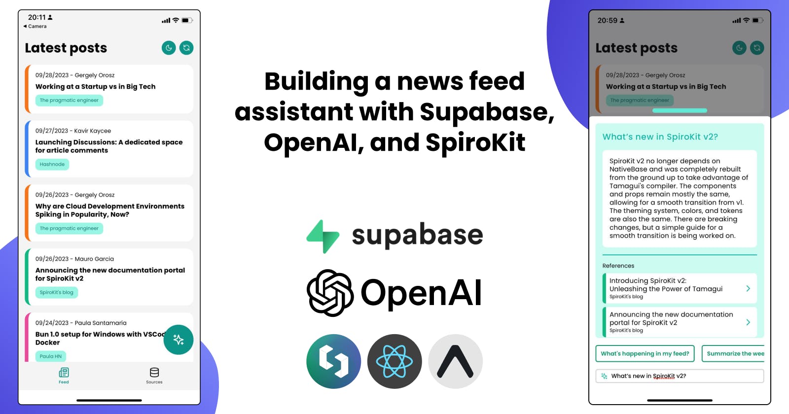Building a news feed assistant with Supabase, OpenAI, and SpiroKit