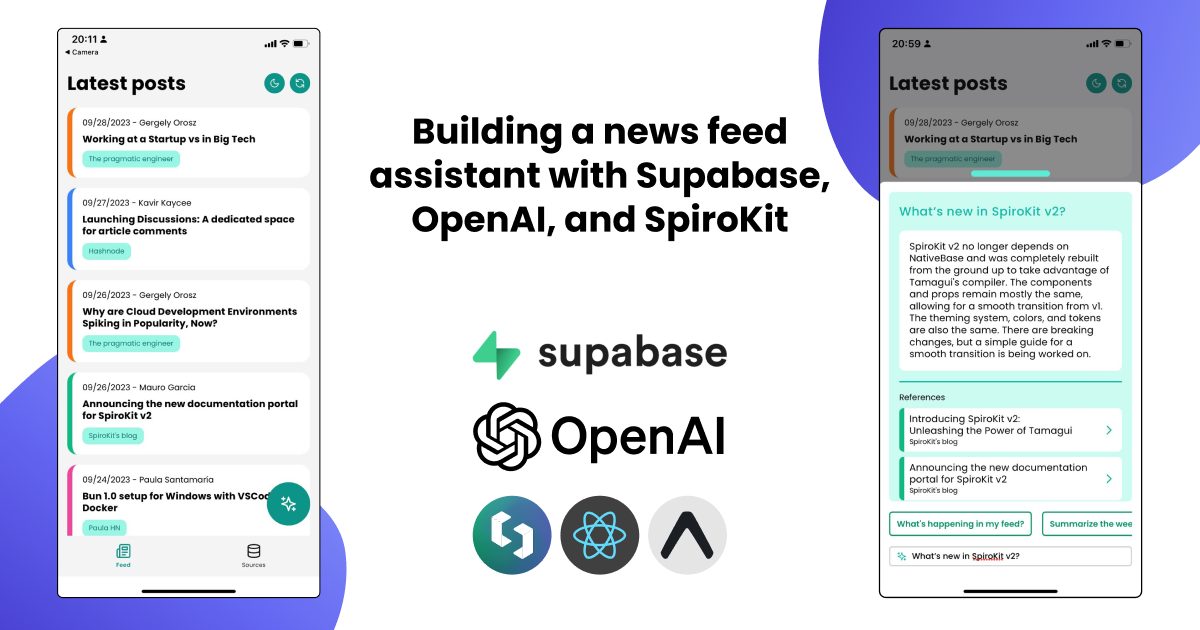 Spirokit Building a news feed assistant with Supabase, OpenAI, and SpiroKit