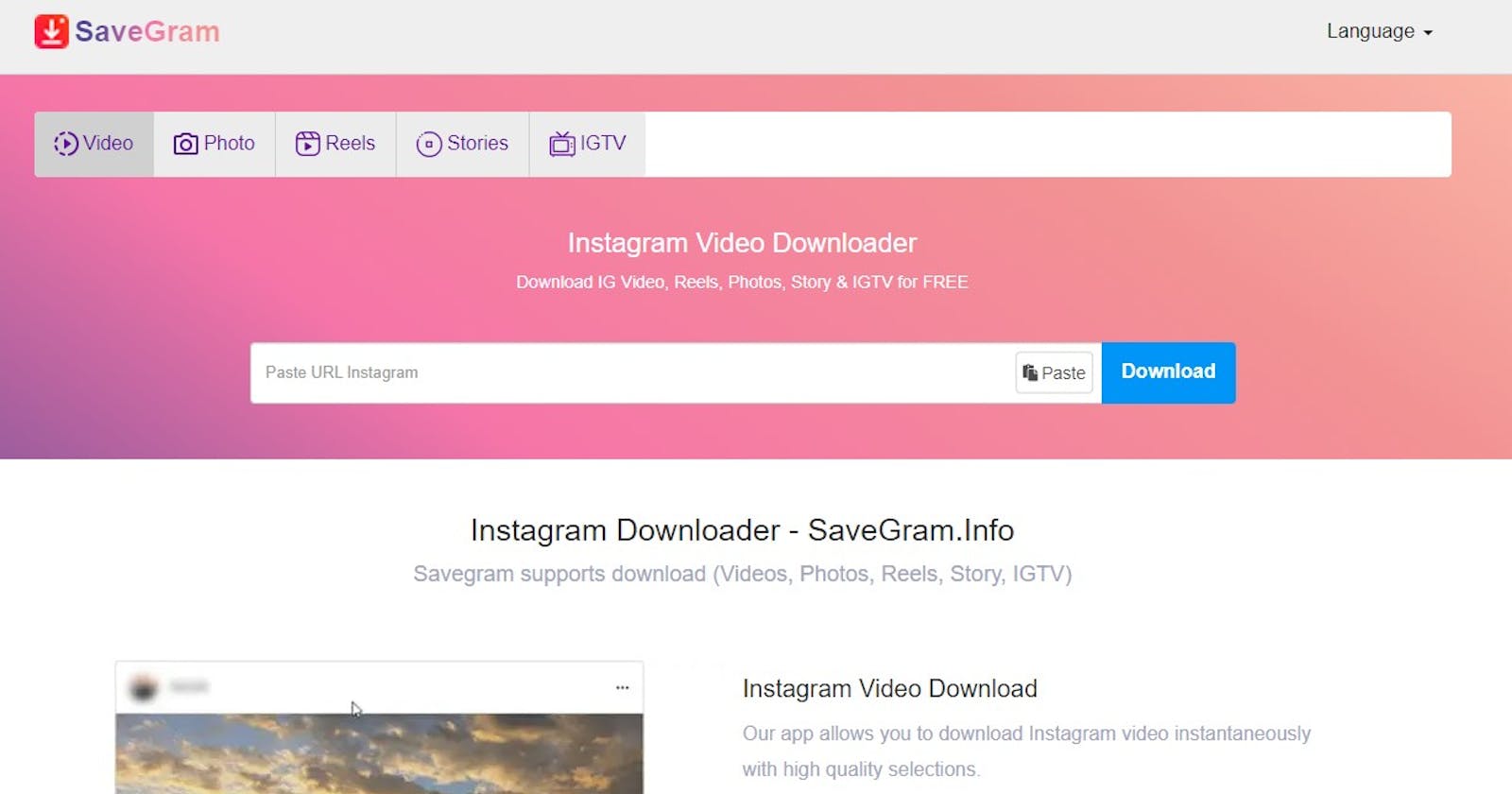 Savegram Instagram Downloader