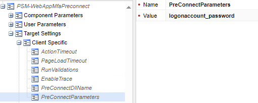 a screenshot of the PreConnectParameters parameter