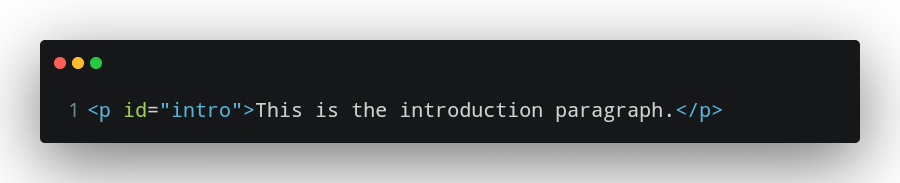 HTML code showing its tag, id attribute name and text content. 