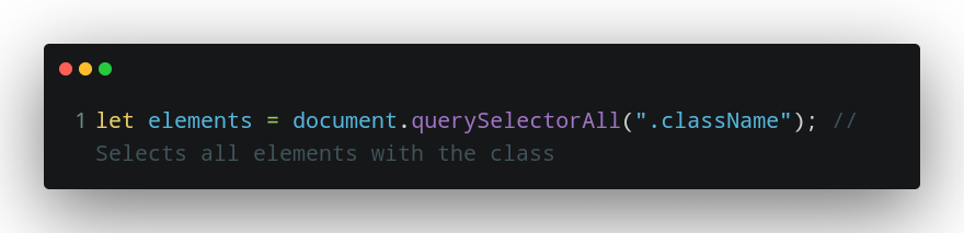 Accessing the DOM through the querySelectorAll, selecting all the class. 
