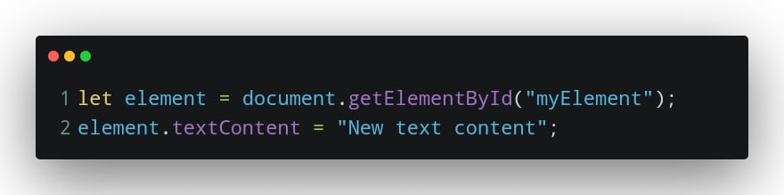 Changing the text content 