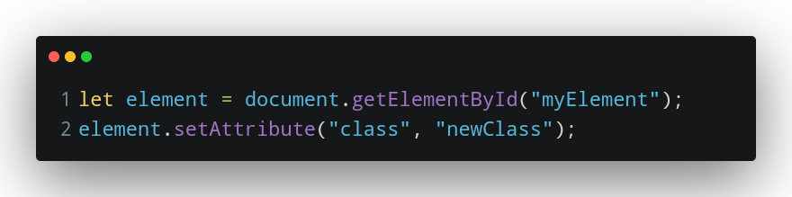 Changing attributes either by adding or removing with setAttributes property. 