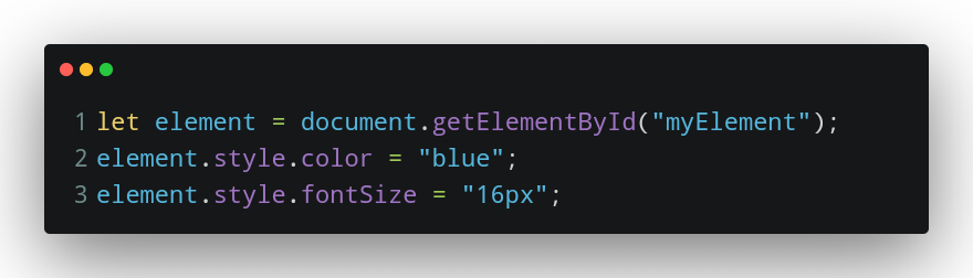 Modifying CSS styles with the style property.  