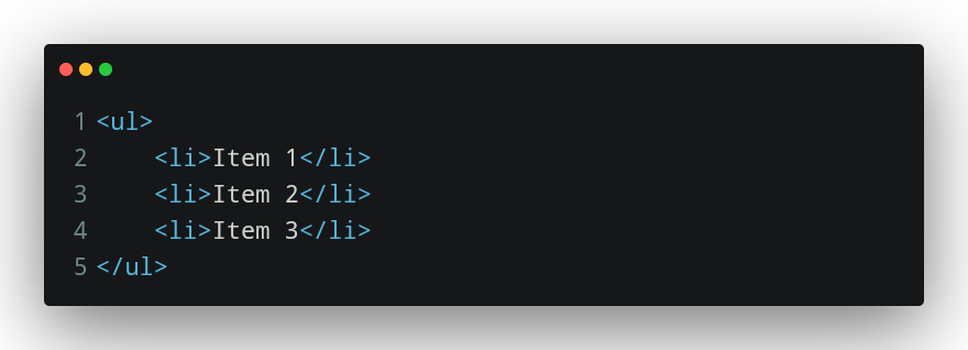 List of items in HTML