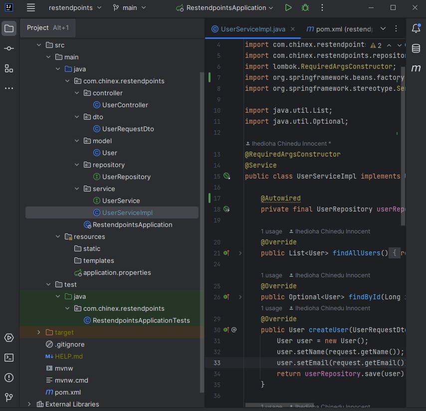 Springboot project structure in IntelliJ IDE