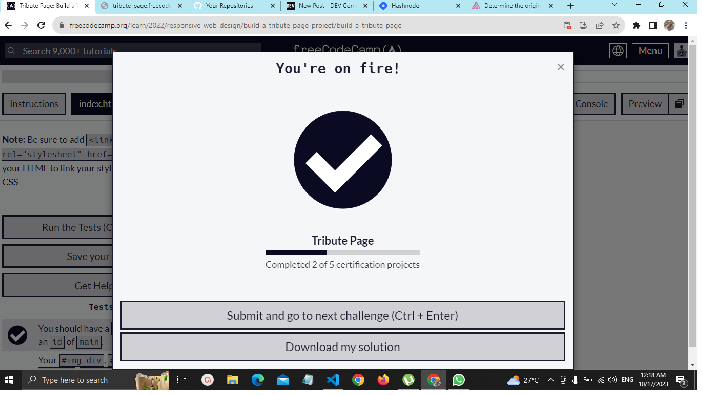 Day 9: Another Certification Project Completed