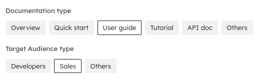 Choose the "User guide" and "Sales" option.