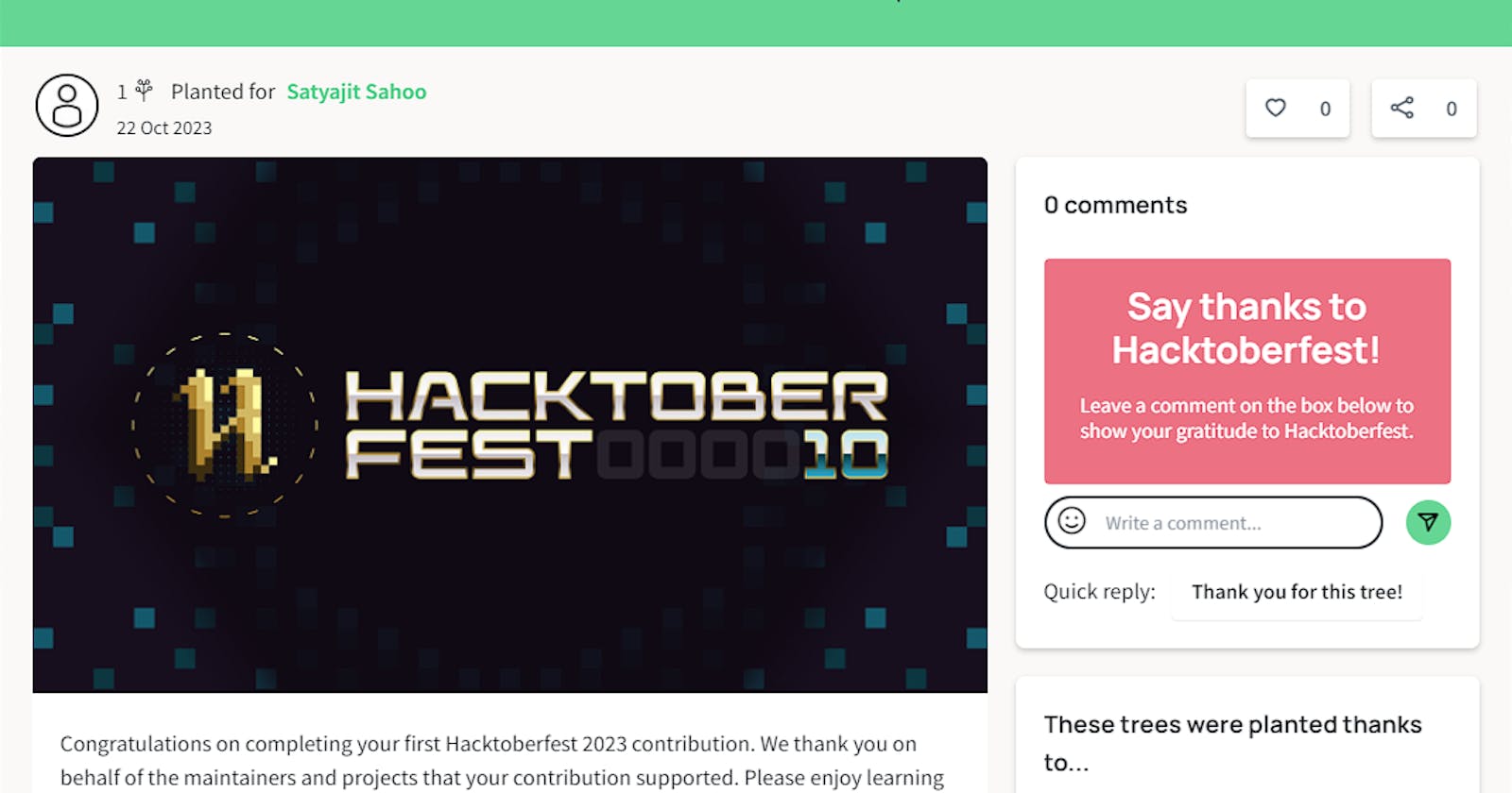Celebrating the Final Week of Hacktoberfest 2023: My Reward and Your Chance to Shine!