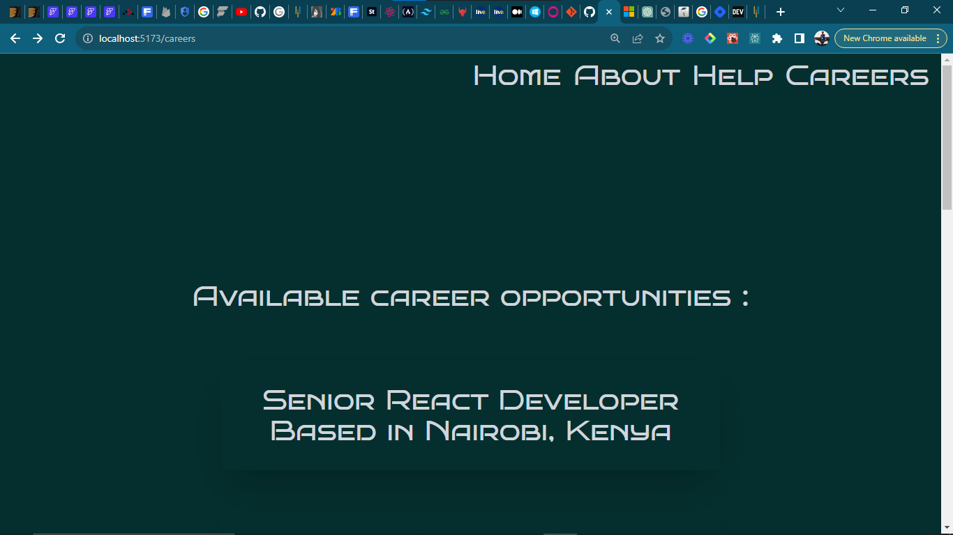 /careers page showing the list of available careers