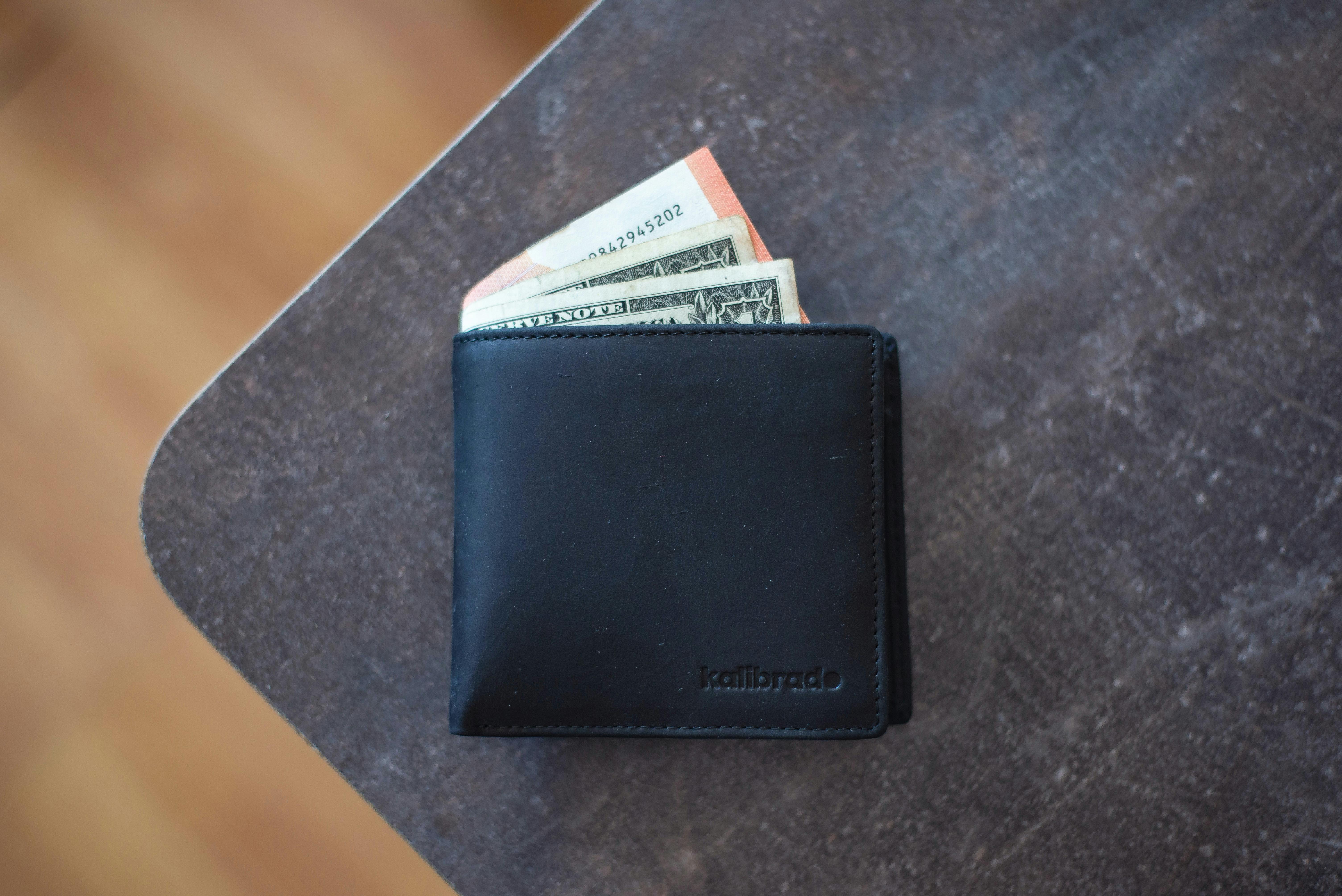 a wallet with money inside it