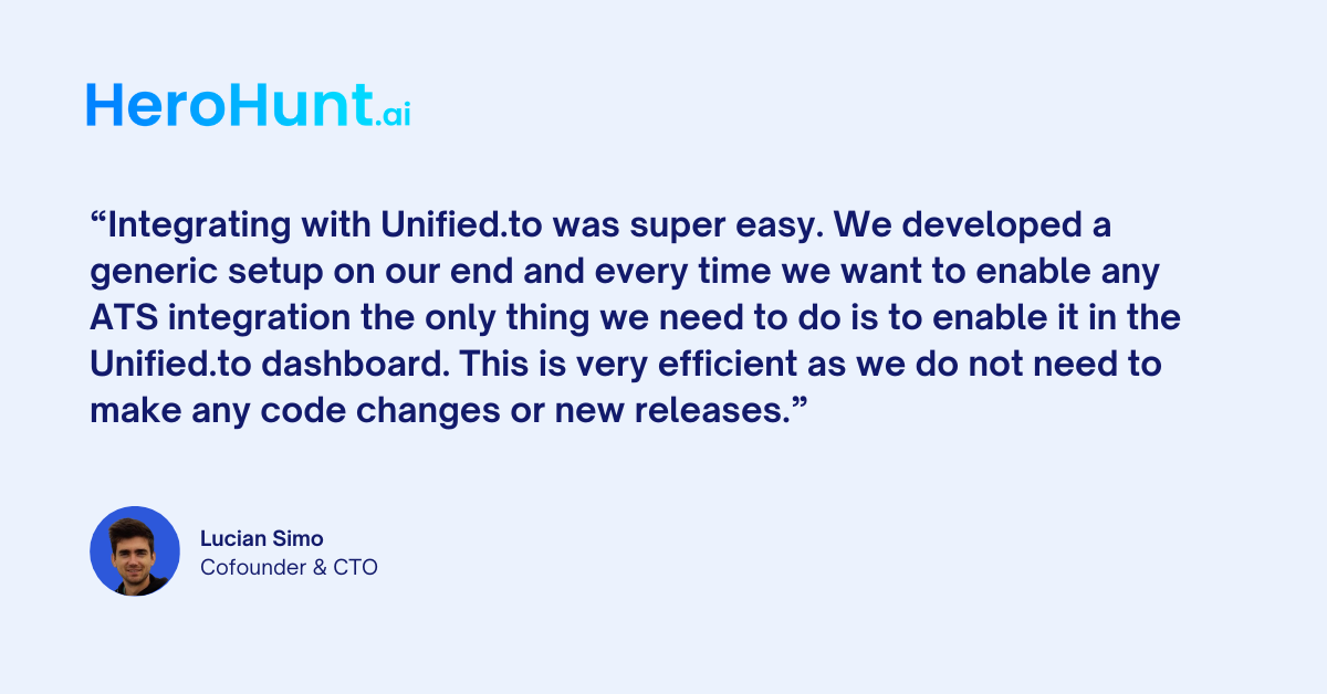 How HeroHunt.ai saved ten months of engineering time with Unified.to