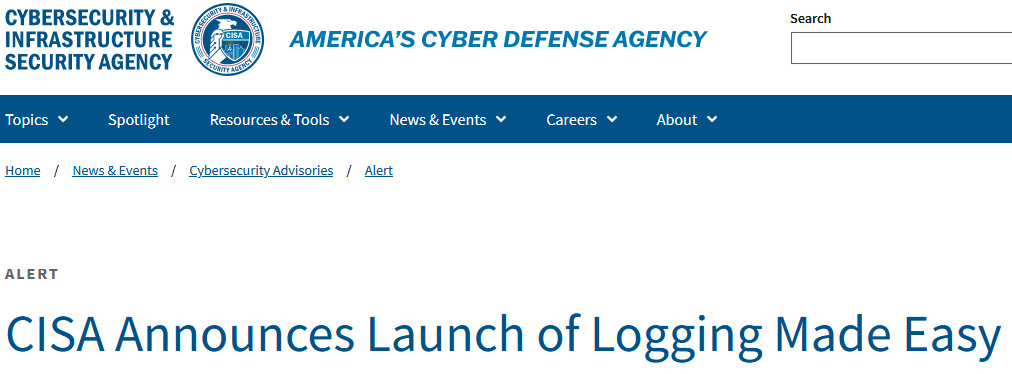 CISA Announces Launch of Logging Made Easy