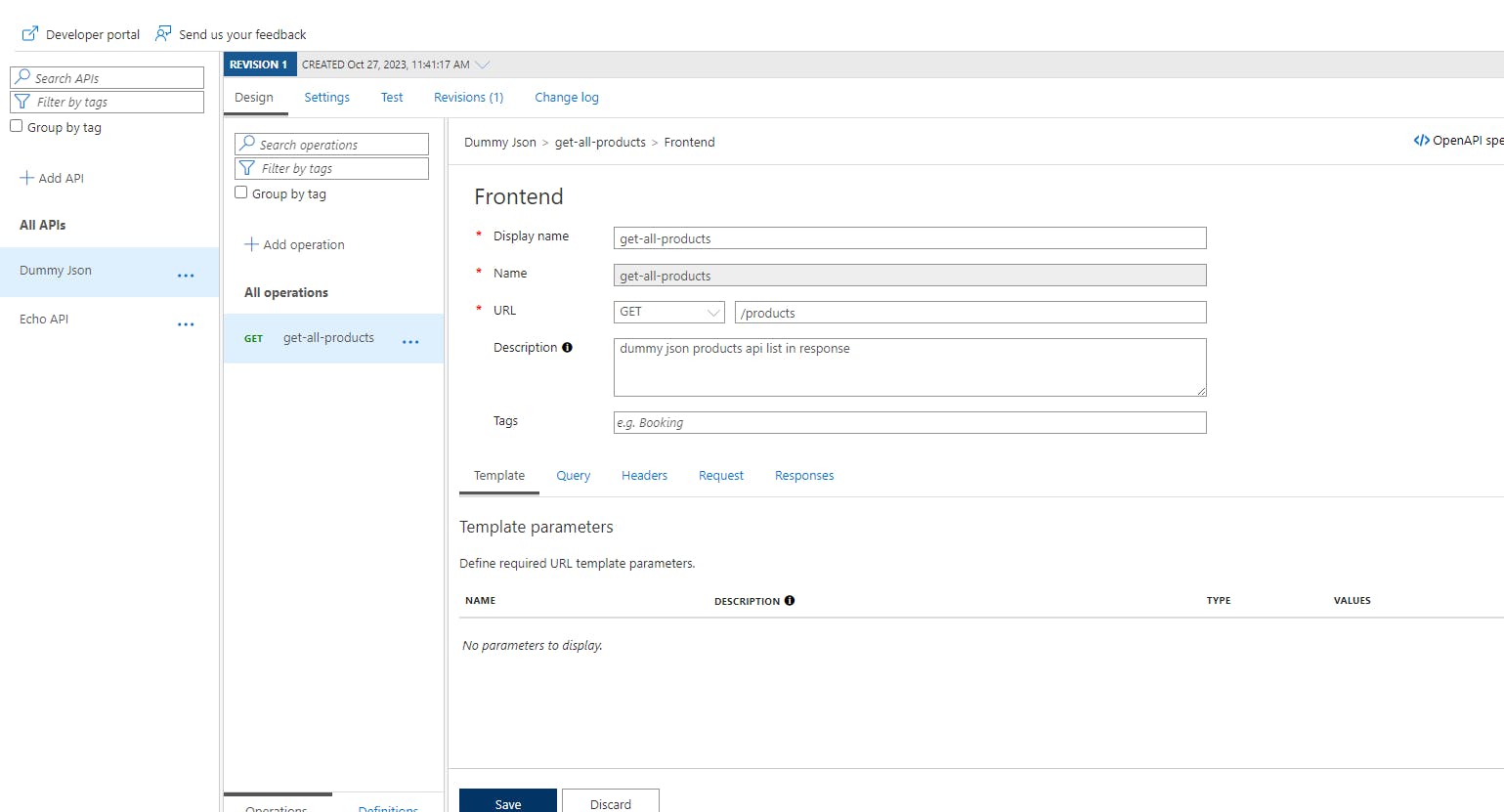 creating GET http endpoint method in Azure API Management Services for external API call