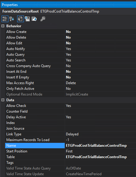 Form DataSource Properties