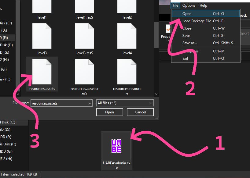 tutorial showing how to open an assets file in UABEA