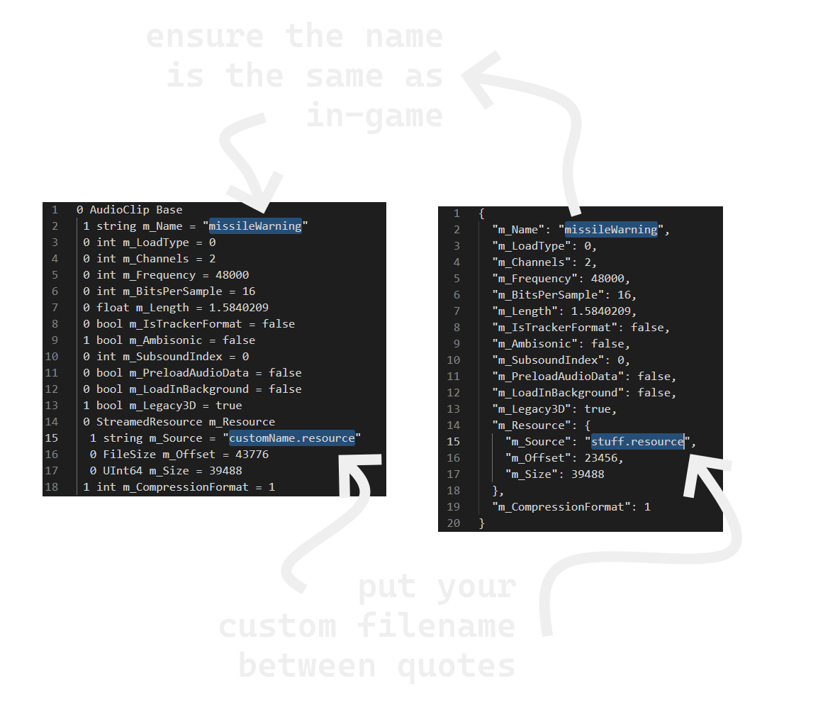 tutorial showing how to modify an exported UABEA dump to point to the correct resource file