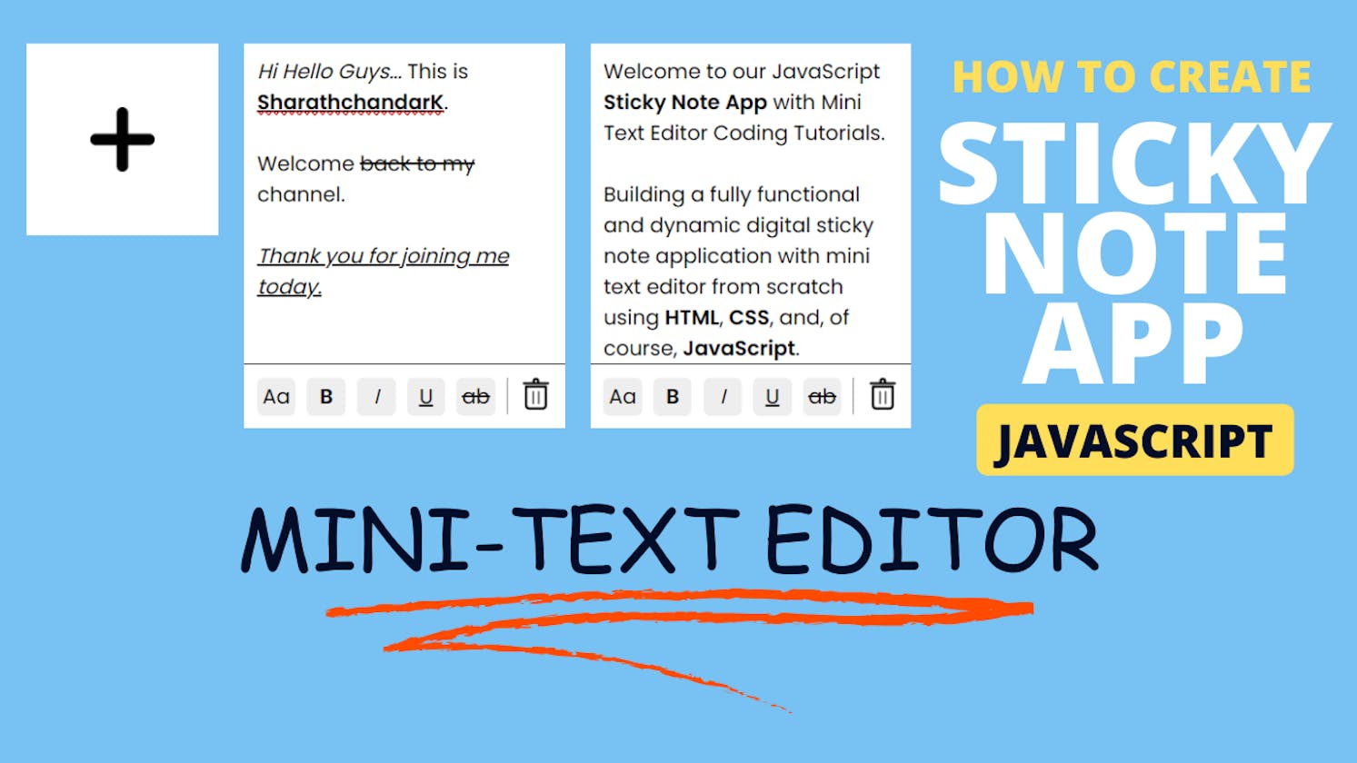 How To Create Sticky Note App in HTML CSS & JavaScript | Mini Text Editor