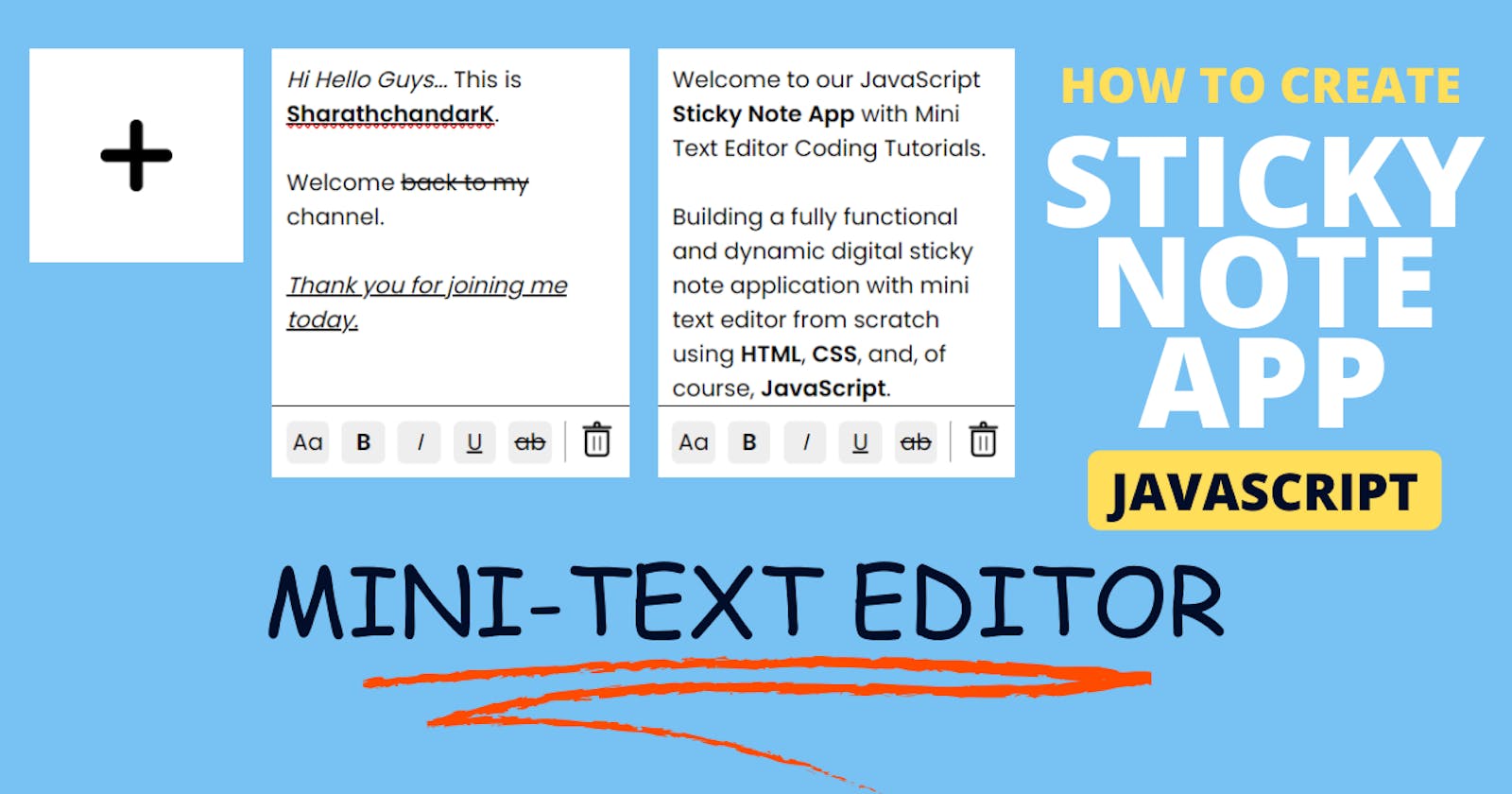 How To Create Sticky Note App in HTML CSS & JavaScript | Mini Text Editor
