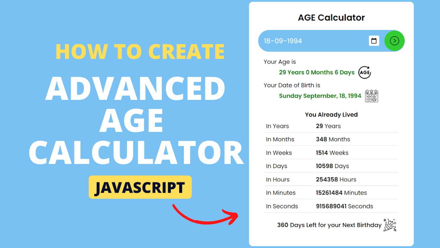 How To Create a Age Calculator in HTML CSS & JavaScript [Calculate Age from Date of Birth]