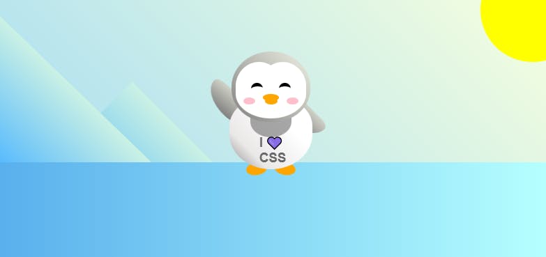 Waving penguin designed in HTML and CSS