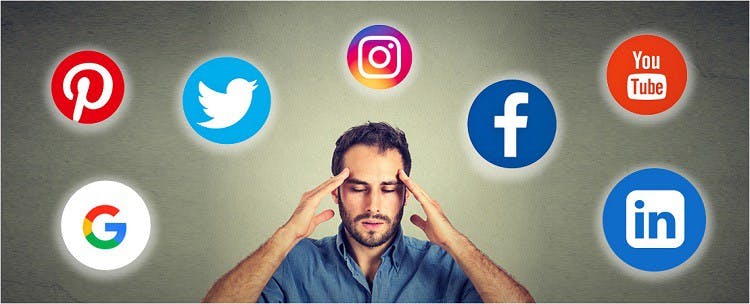 Picture of man frustrated by social media