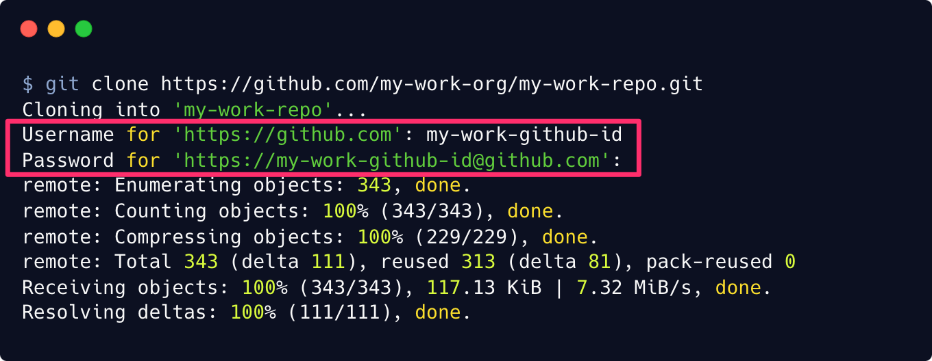 how to use multiple GitHub account in HTTPS
