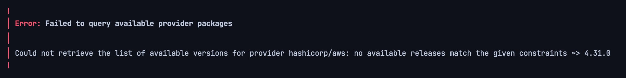 An error with the AWS provider version 4.31.0